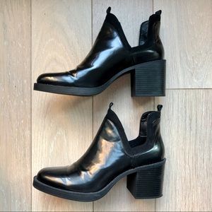 Zara Black Cut Out Patent Heeled Ankle Boots